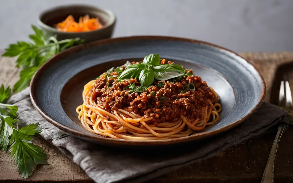 Bolognaise bœuf et lentilles, pâtes complètes