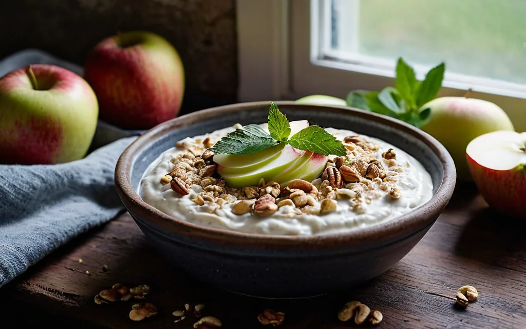 Overnight oats skyr, pomme et cajou