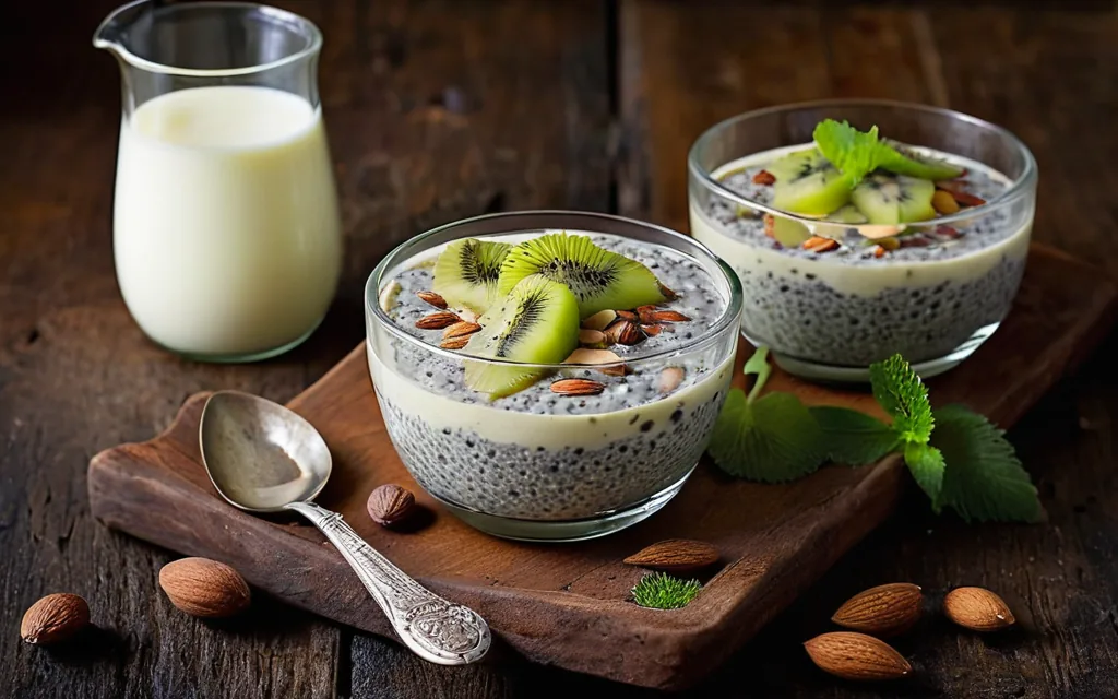 Pudding de chia, kiwi et amandes