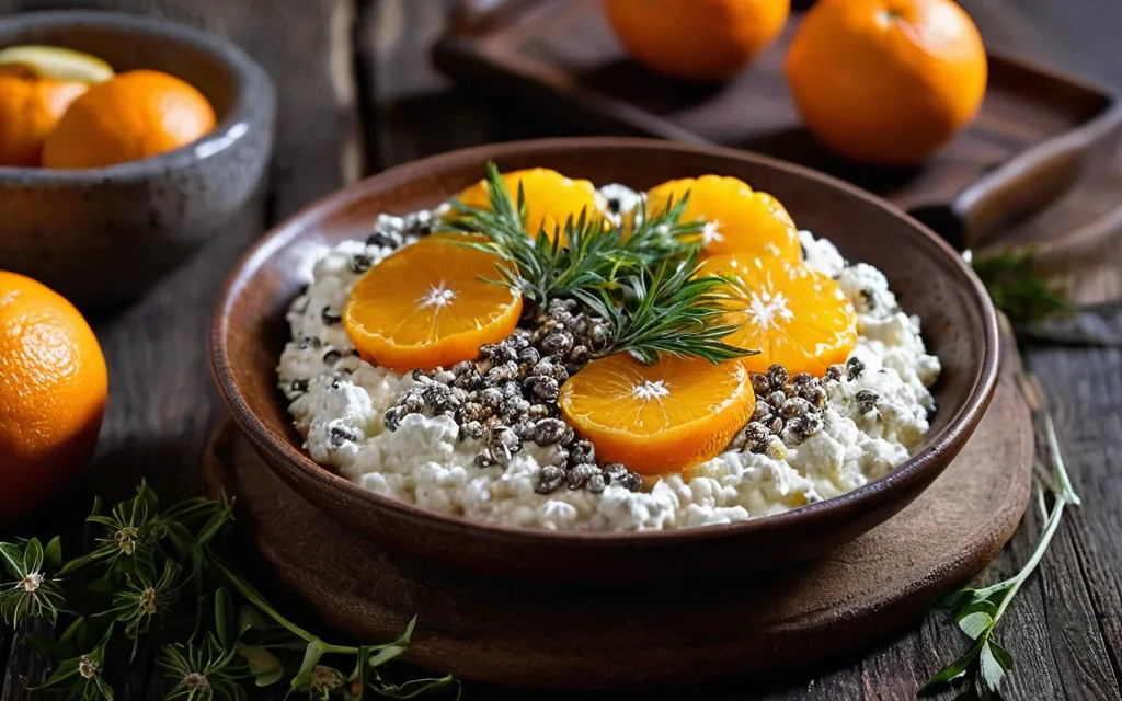 Cottage cheese, orange et graines de chia