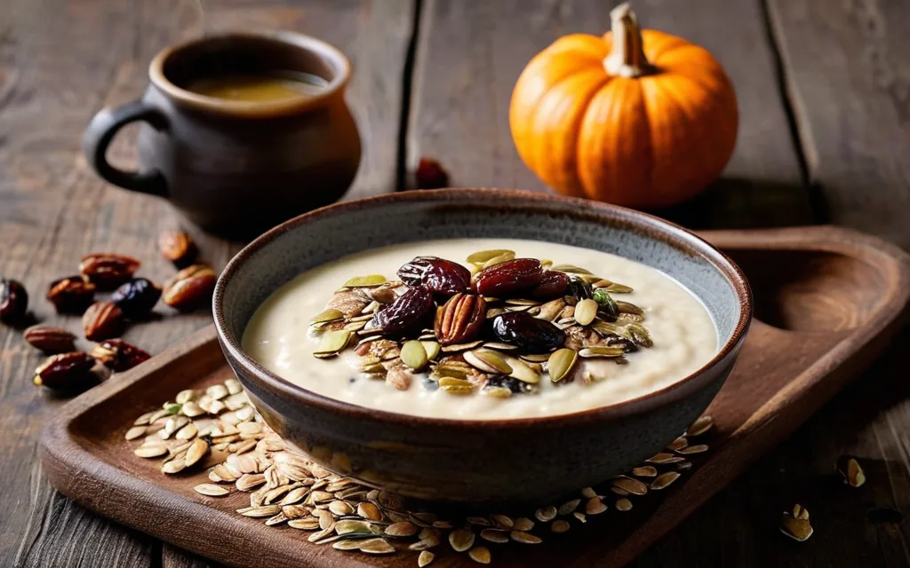 Porridge avoine, dattes et graines de courge