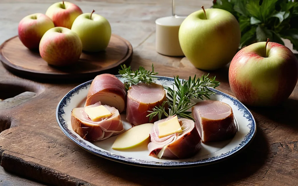 Roulés de jambon, pomme et comté