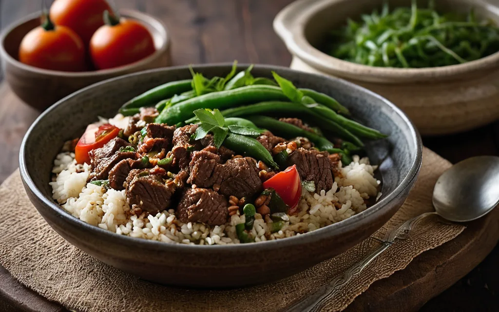 Bœuf mijoté aux haricots verts à la libanaise