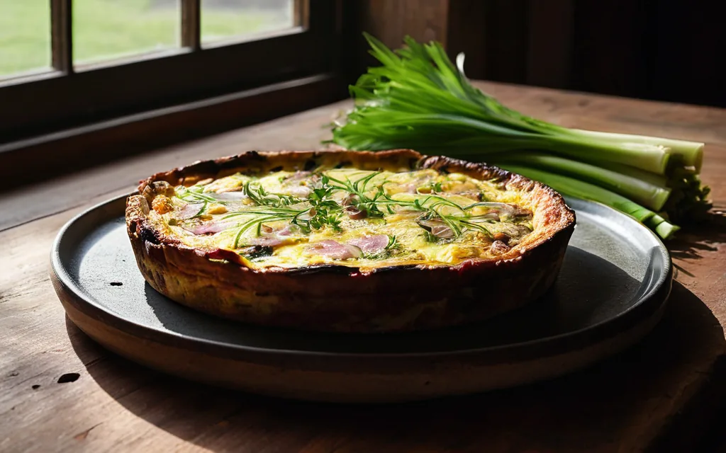 Frittata au poireau et jambon