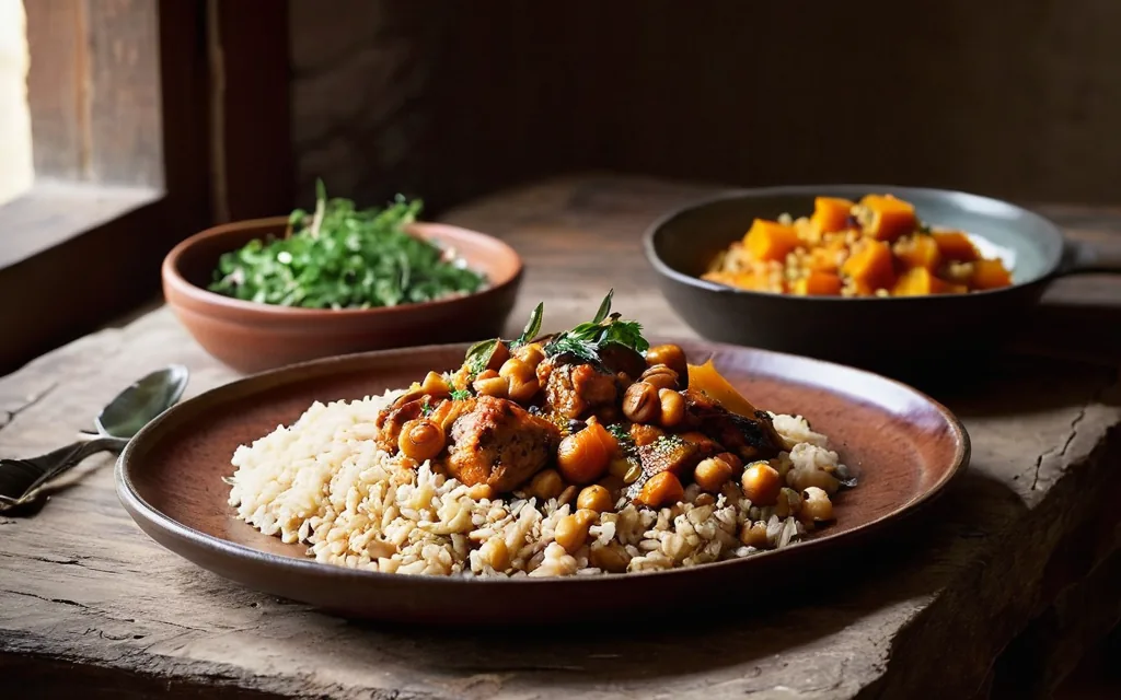 Tajine de poulet aux pois chiches et butternut