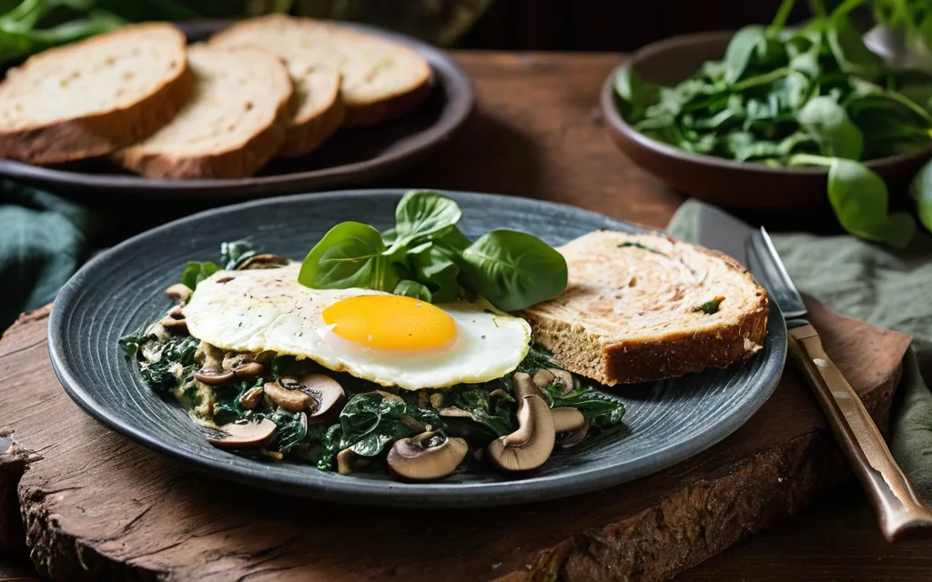 Omelette champignons et épinards