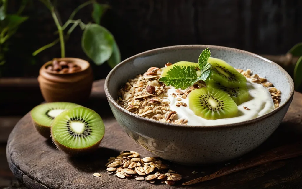 Bol de yaourt, kiwi et avoine
