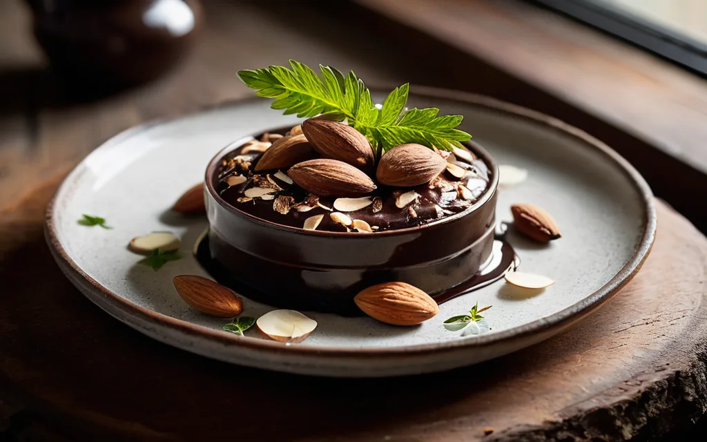 Fromage blanc, chocolat noir et amandes