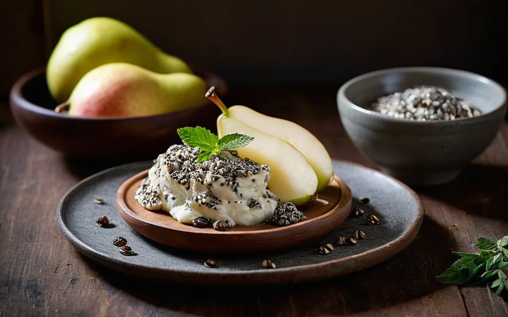 Fromage blanc, poire et graines de chia