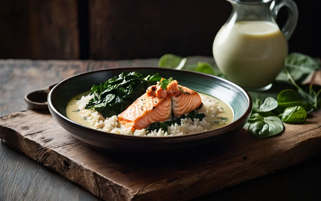 Curry de saumon au lait de coco et épinards