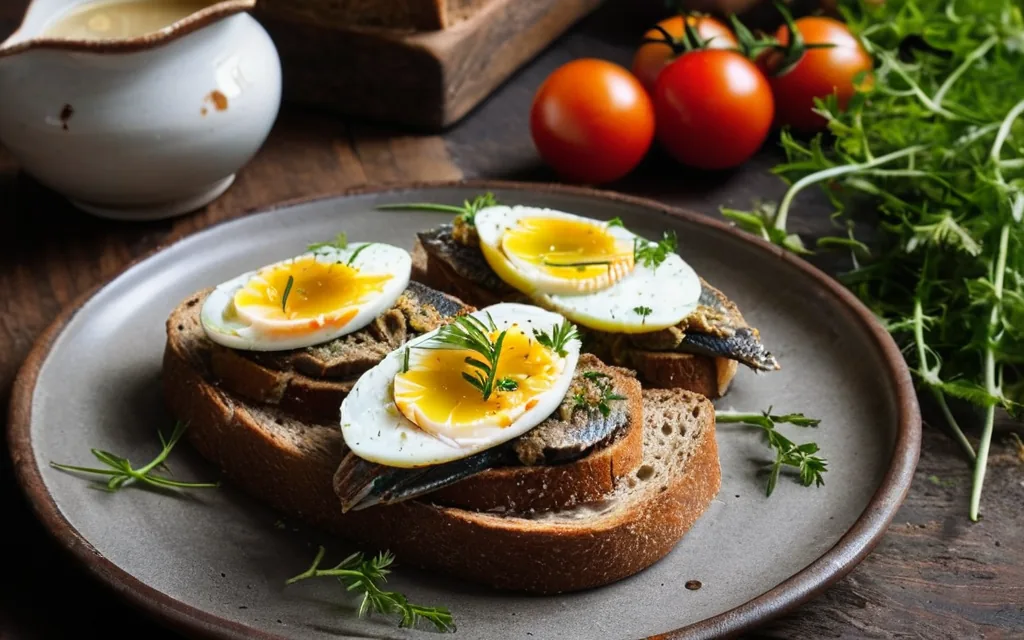 Tartine de sardines et œuf dur