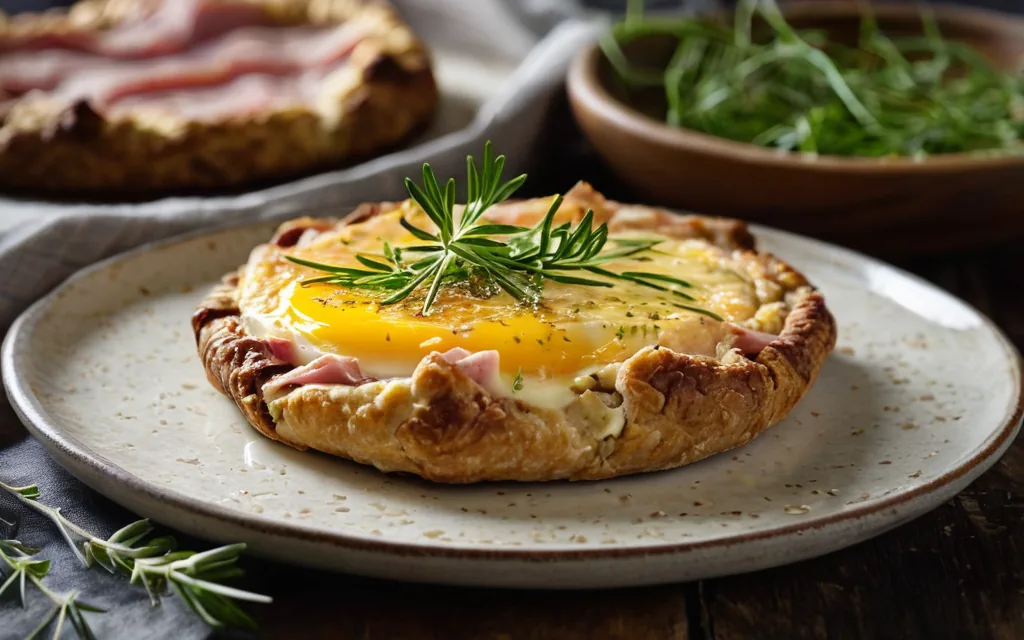 Galette d'avoine salée, jambon et fromage