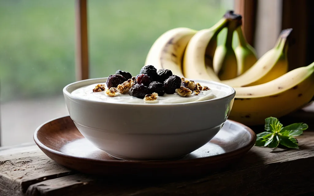 Bol de skyr, banane et raisins secs