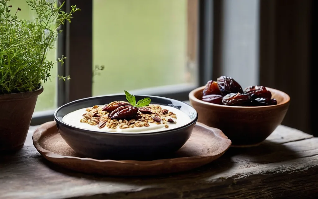 Bol de skyr, dattes et avoine