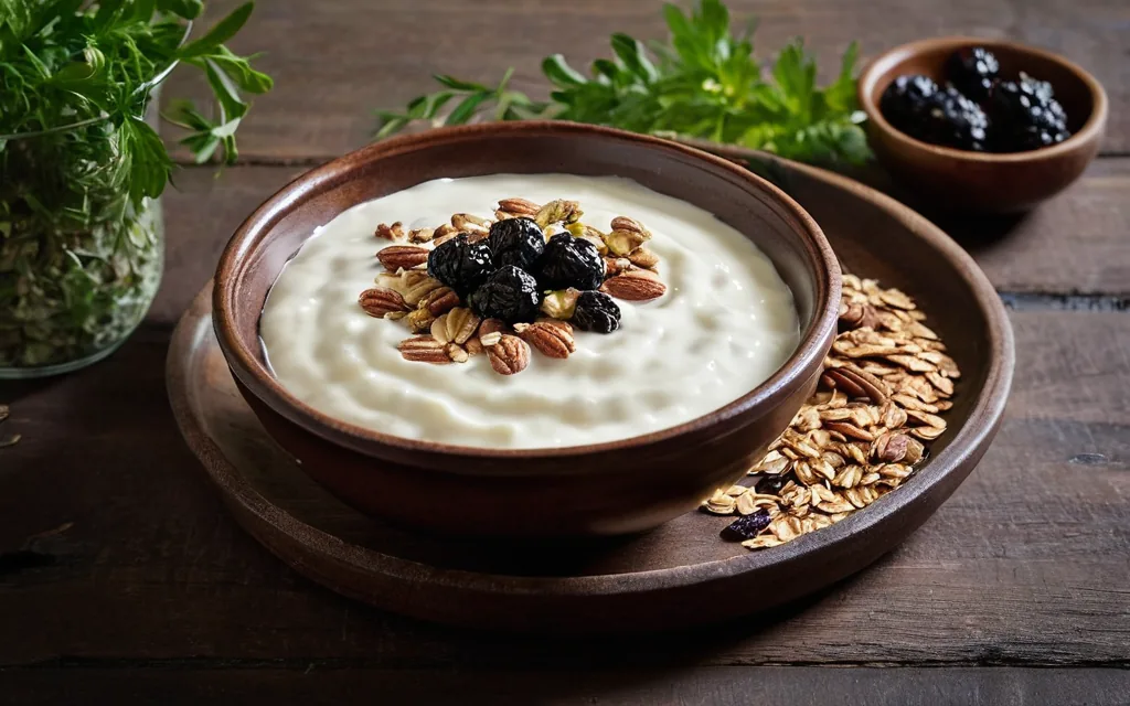 Bol de skyr, raisins secs et avoine