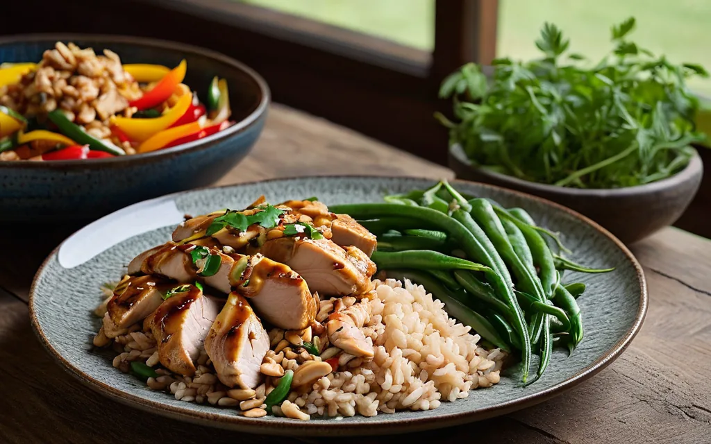 Bol de poulet sauce cacahuète à la thaïe